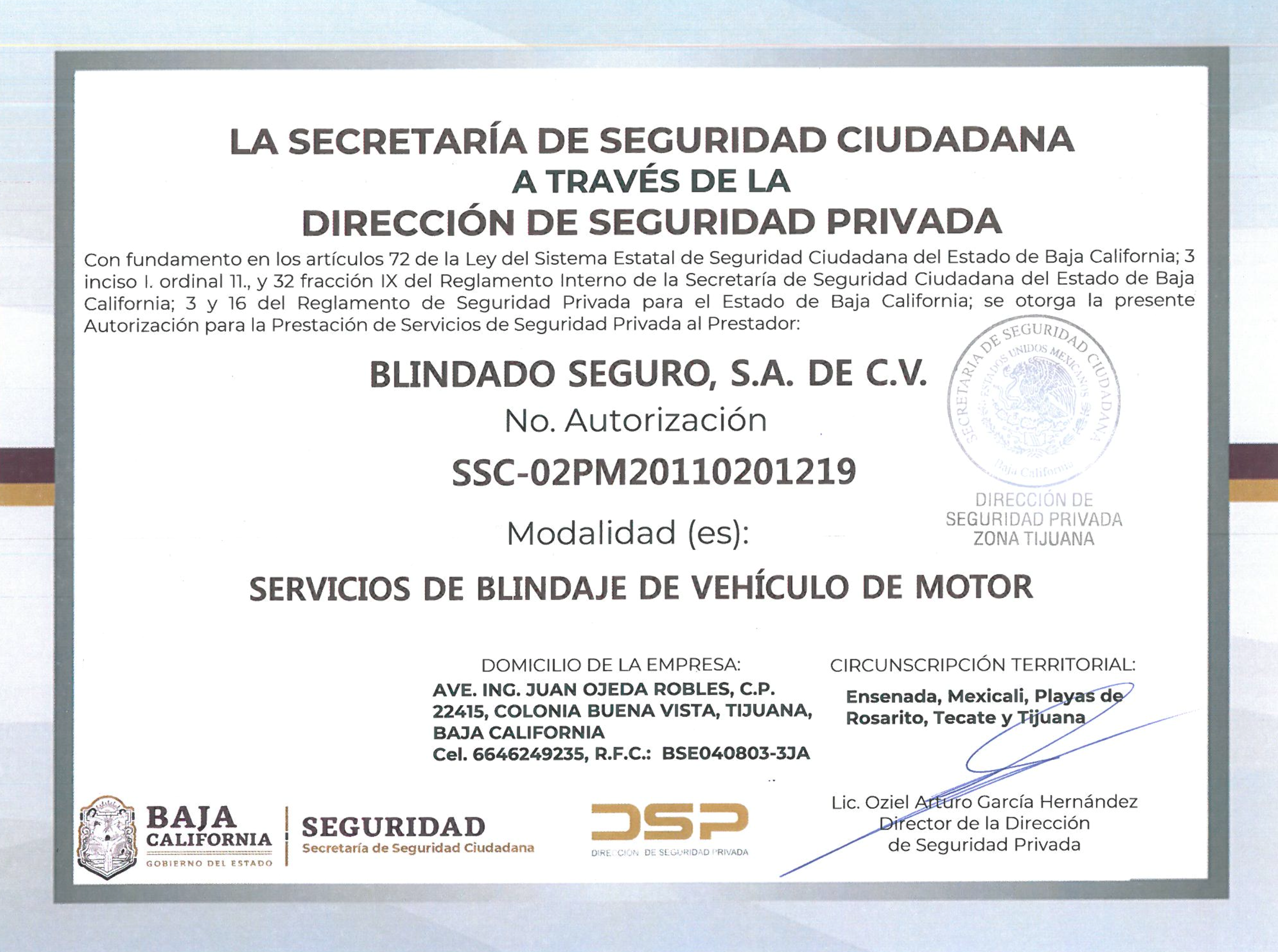 Certificado de Gobierno