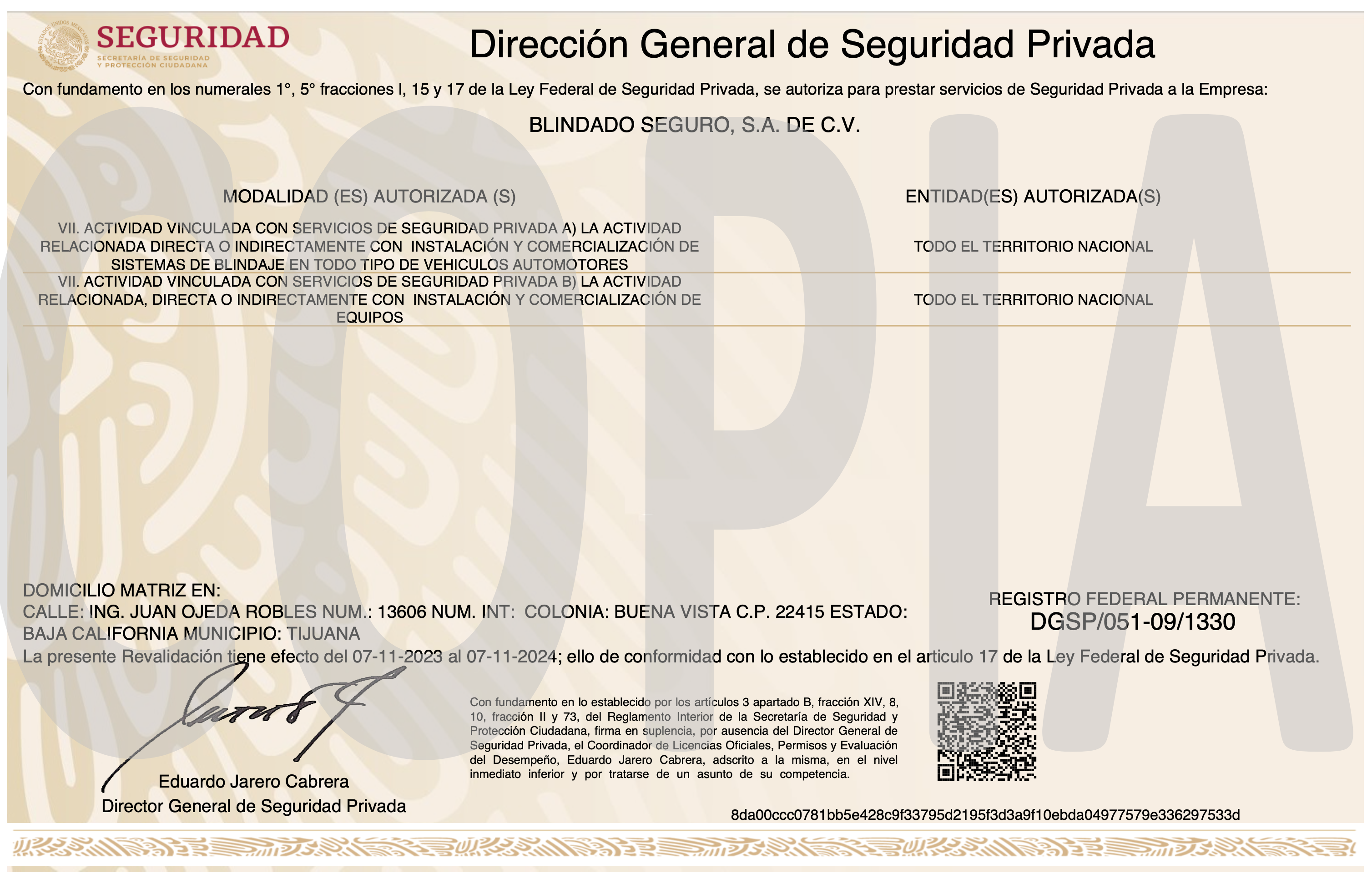 Certificado de Dirección